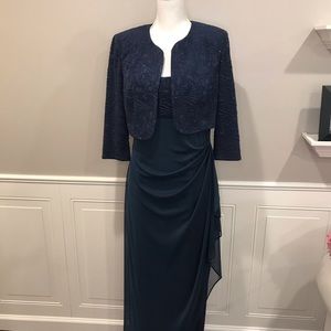 Navy Blue Floor Length Evening Gown w Jacket 12